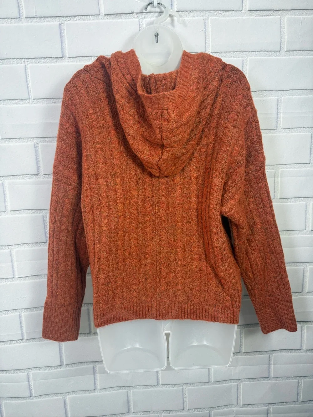 For The Republic Apple Spice Heather Hooded Knit Sweater Size S/P NWT
